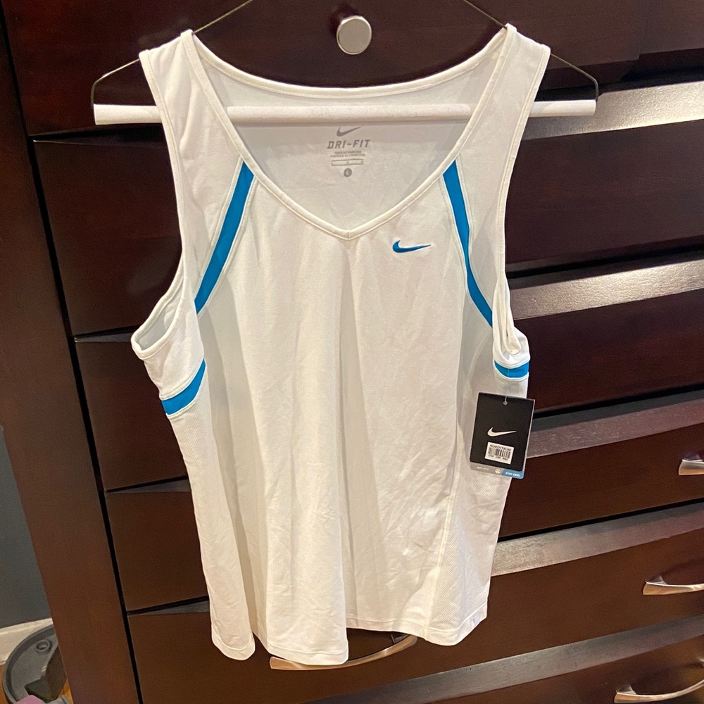 Nike White and Blue Tank Top